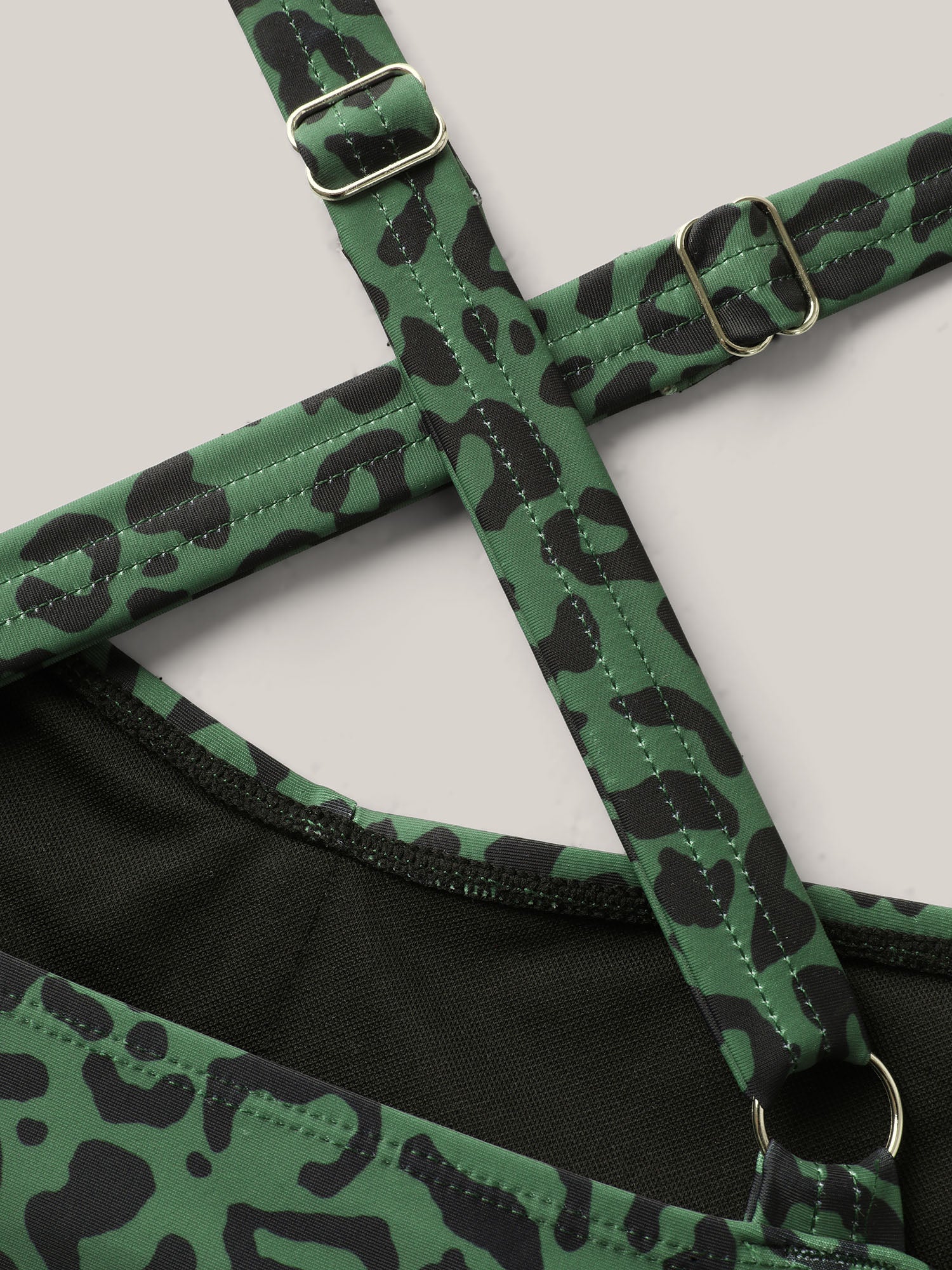 Leopard Print Color Contrast One-Piece Swimsuit - Image 5