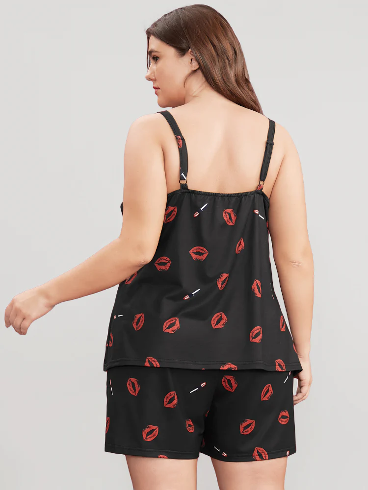 Lip Print Sleeveless Cami Top - Image 2