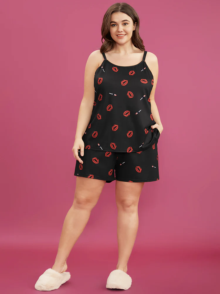 Lip Print Sleeveless Cami Top - Image 3
