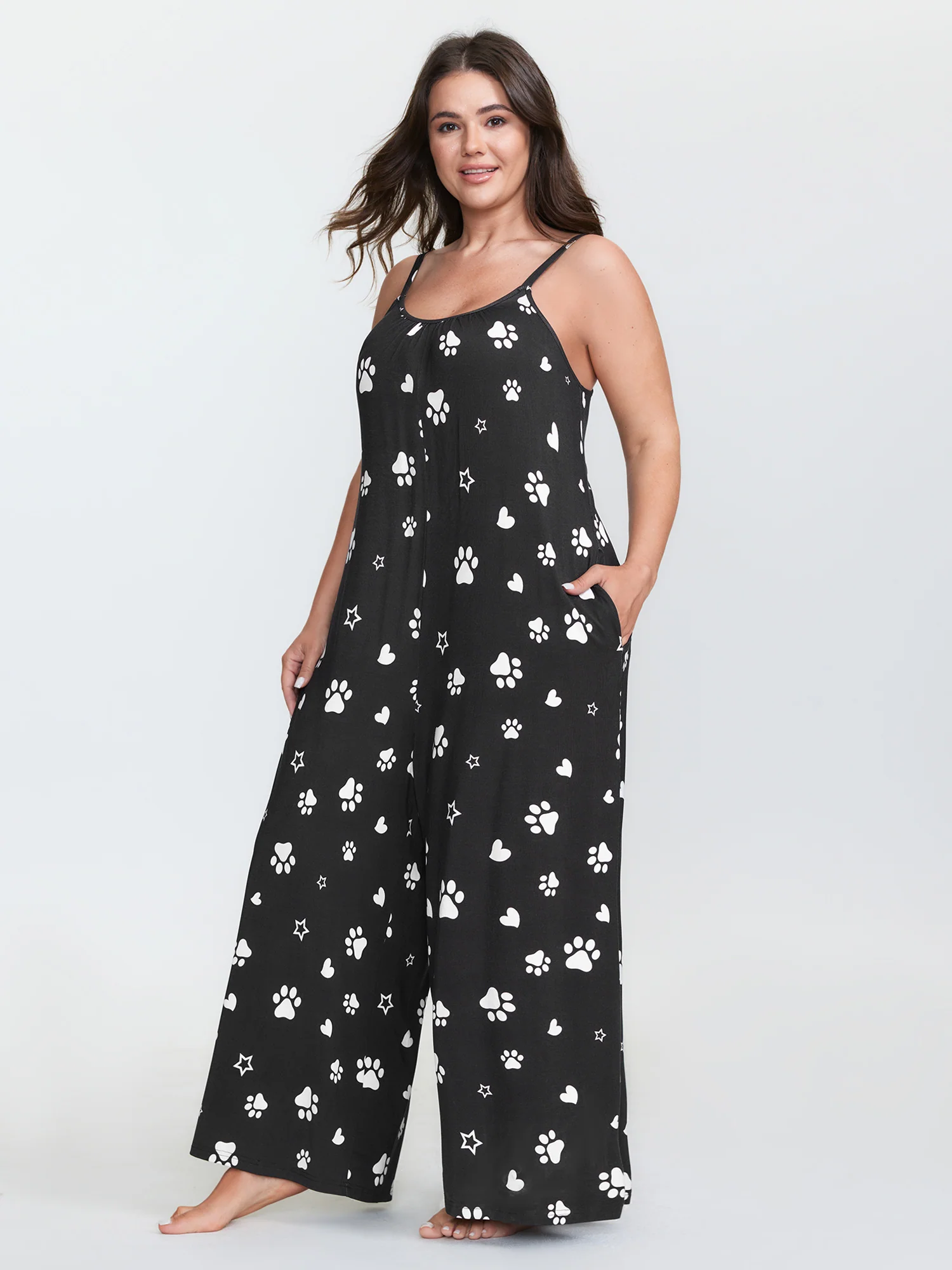Monochrome Print Adjustable Lounge Jumpsuit - Image 4