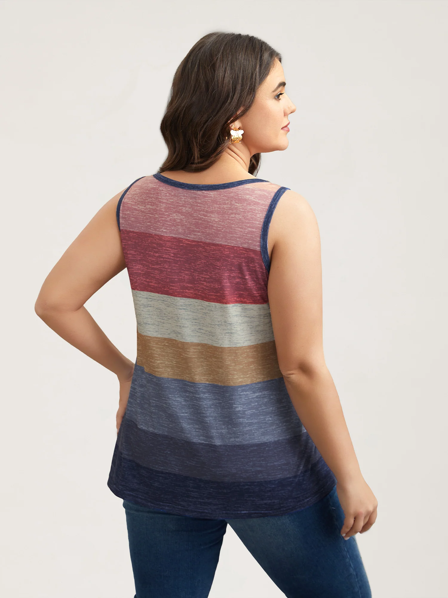 Multi-Color Stripes Off-Sleeves Vest - Image 5