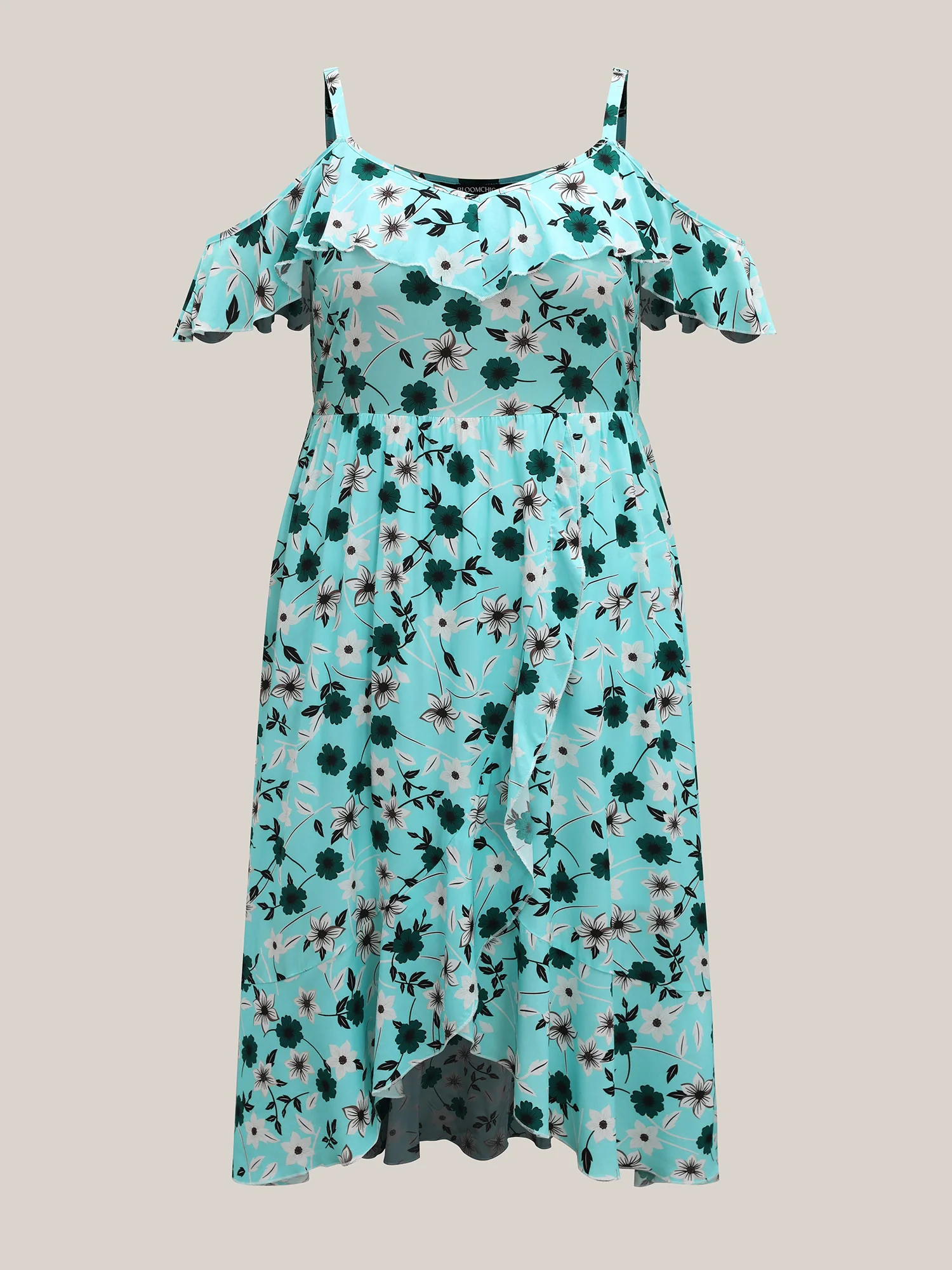 Off-Shoulder Floral Print Adjustable Midi Dress - Image 6