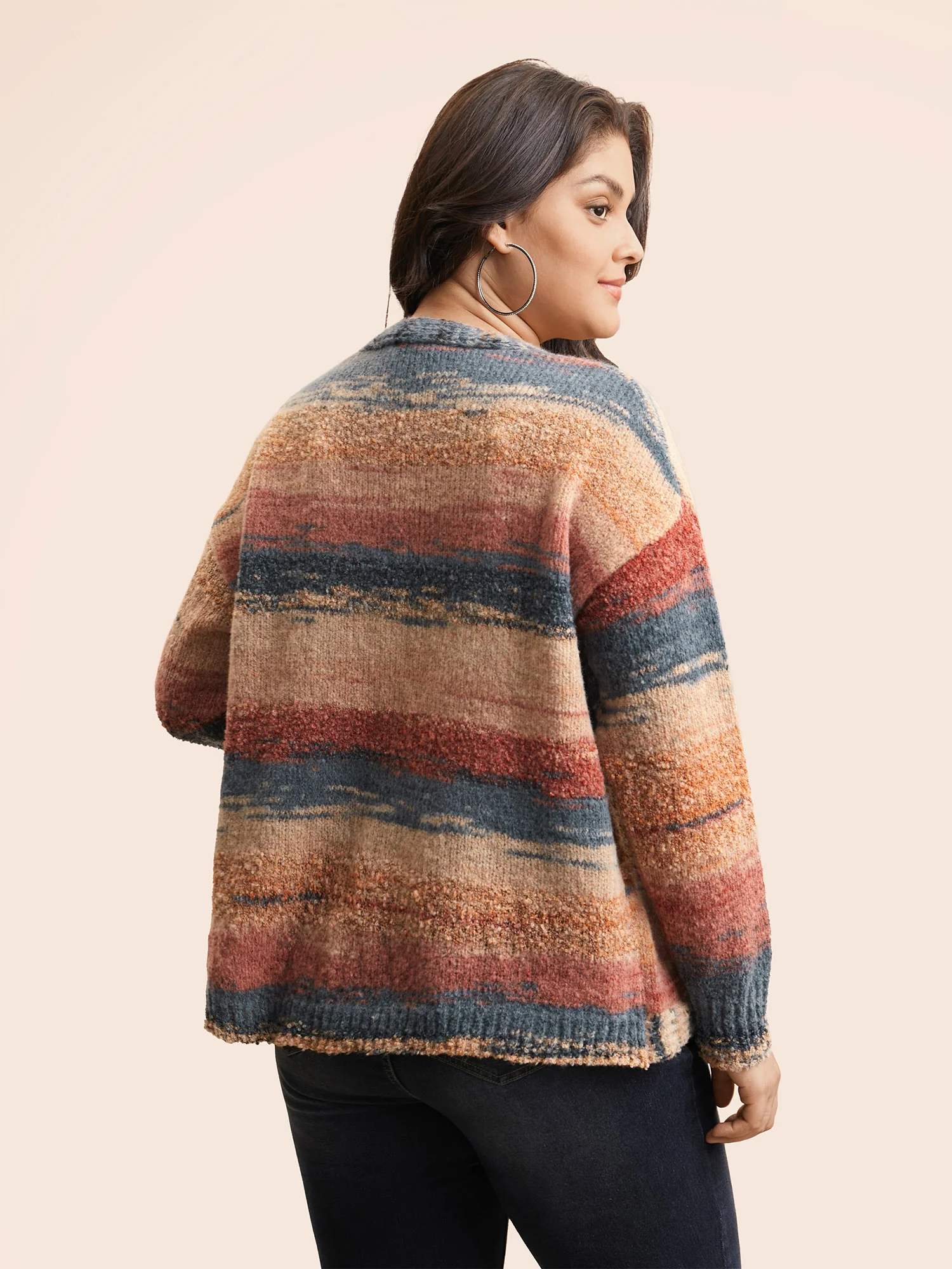 Ombre Open Front Curved Hem Cardigan - Image 8