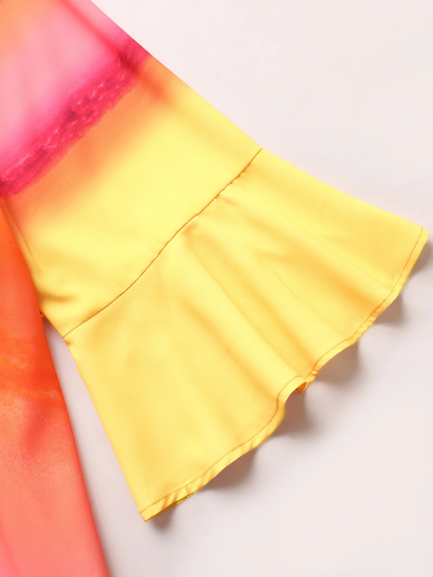 Ombre Ruffle Sleeve Asymmetrical Hem Kimono - Image 5
