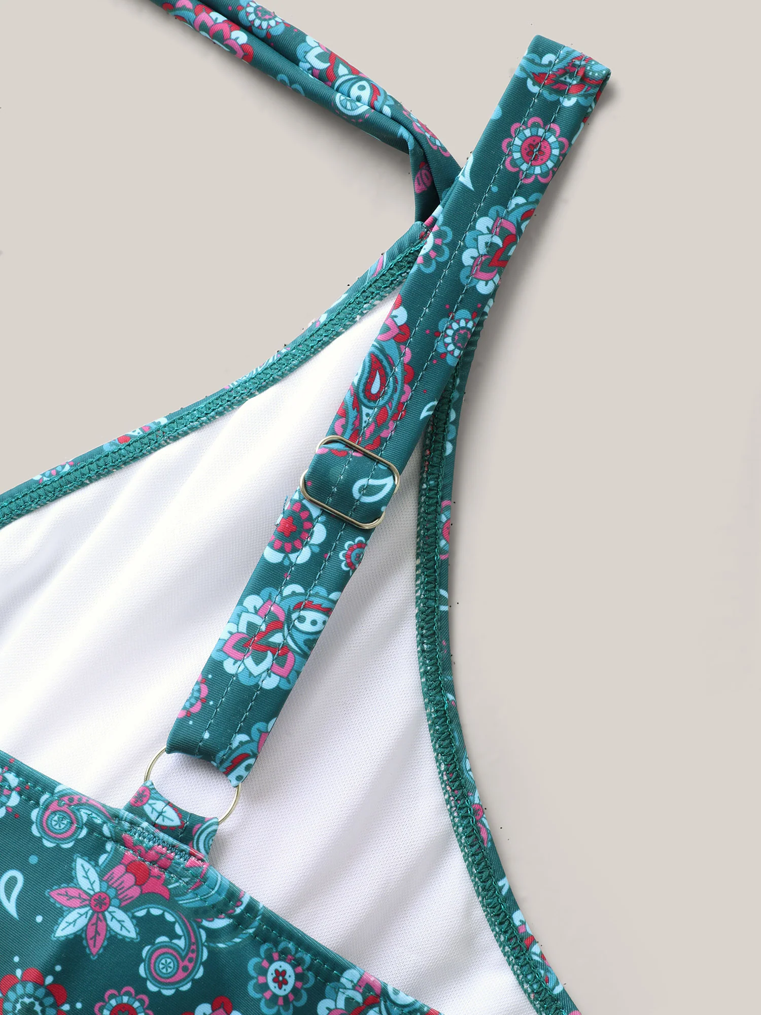 Paisley Print Anti Float Tie One-Piece Swimsuit - Image 6