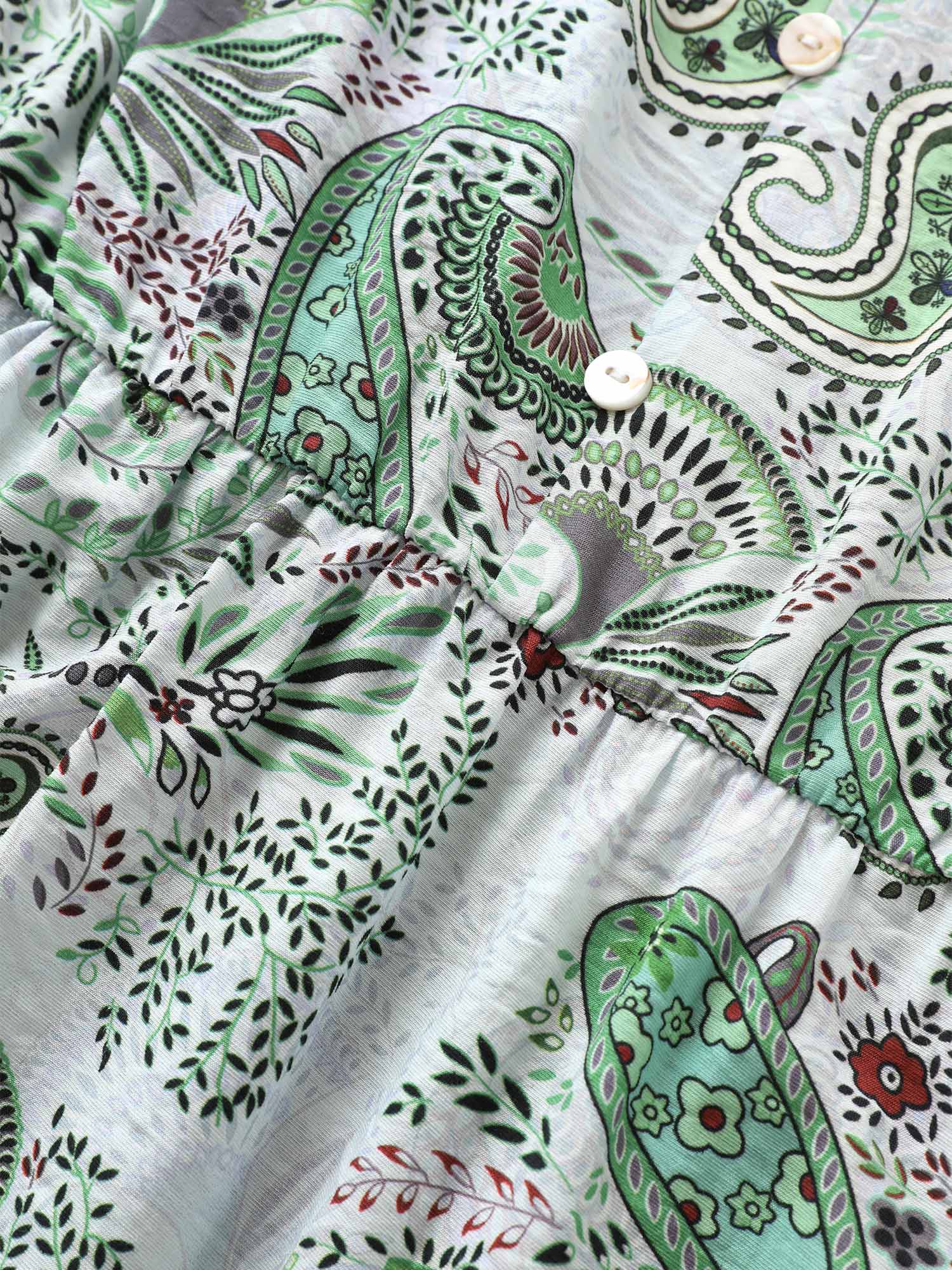 Paisley Print Knot Elastic Waist Blouse - Image 5