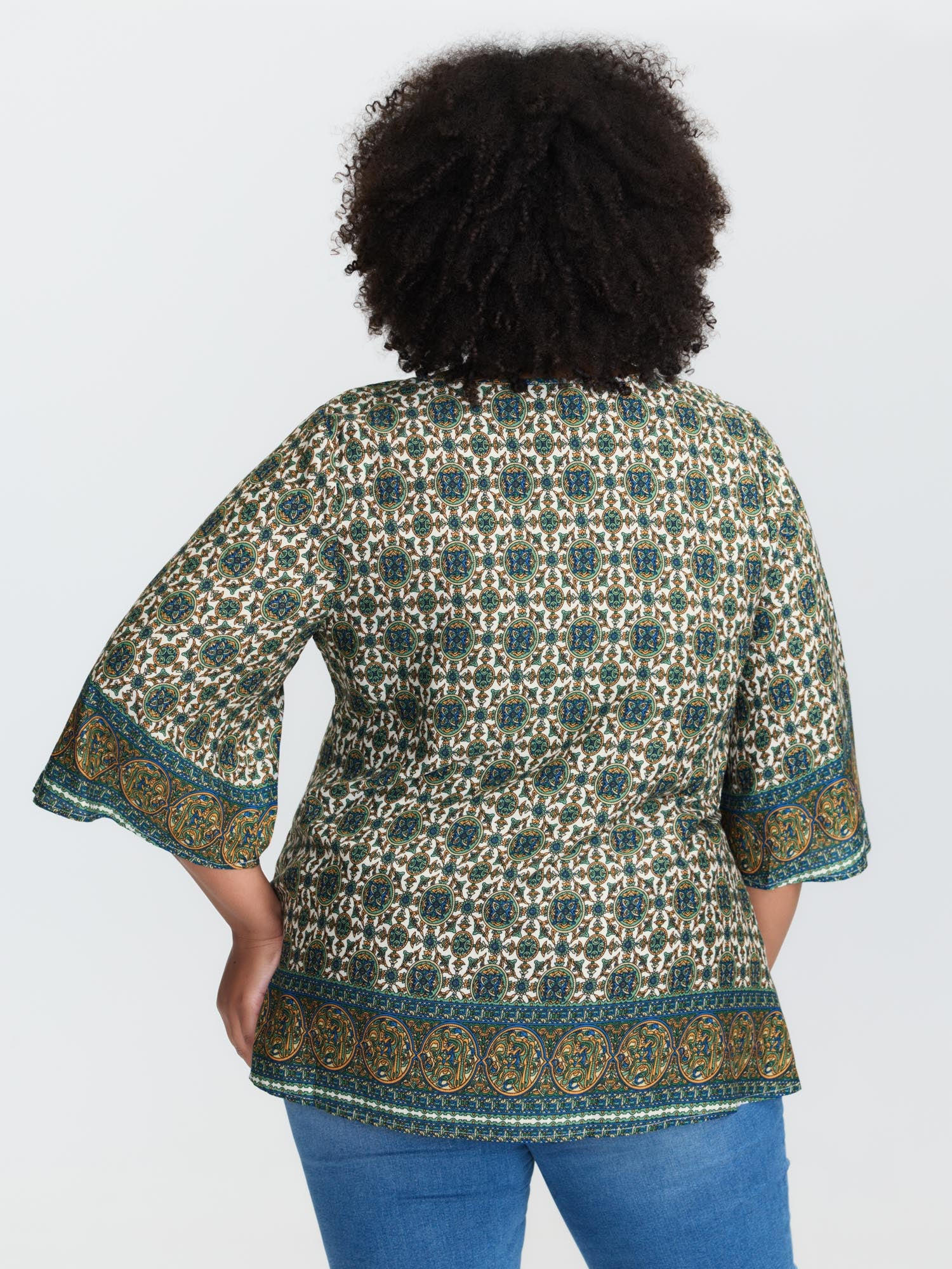 Pin-Tuck Pleat Ornate Print Relaxed Fit Shirt - Image 12