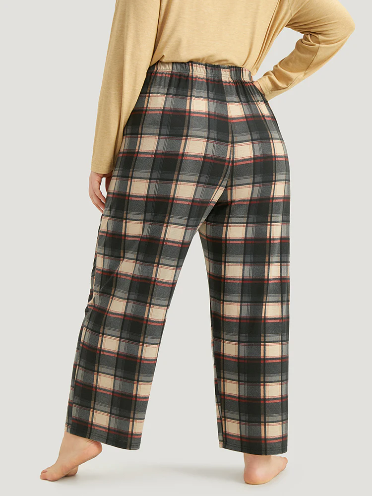 Halloween Plaid Pocket Elastic Waist Sleep Pants - Image 2