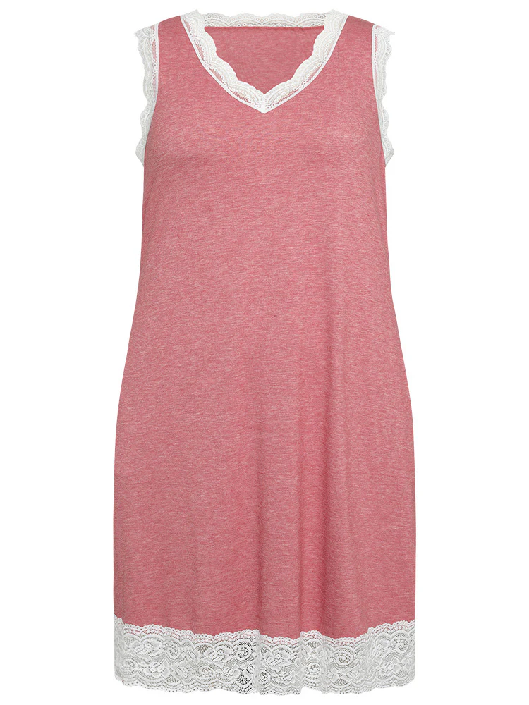 Plain Crochet Lace Pocket Heather Tank Night Dress - Image 8