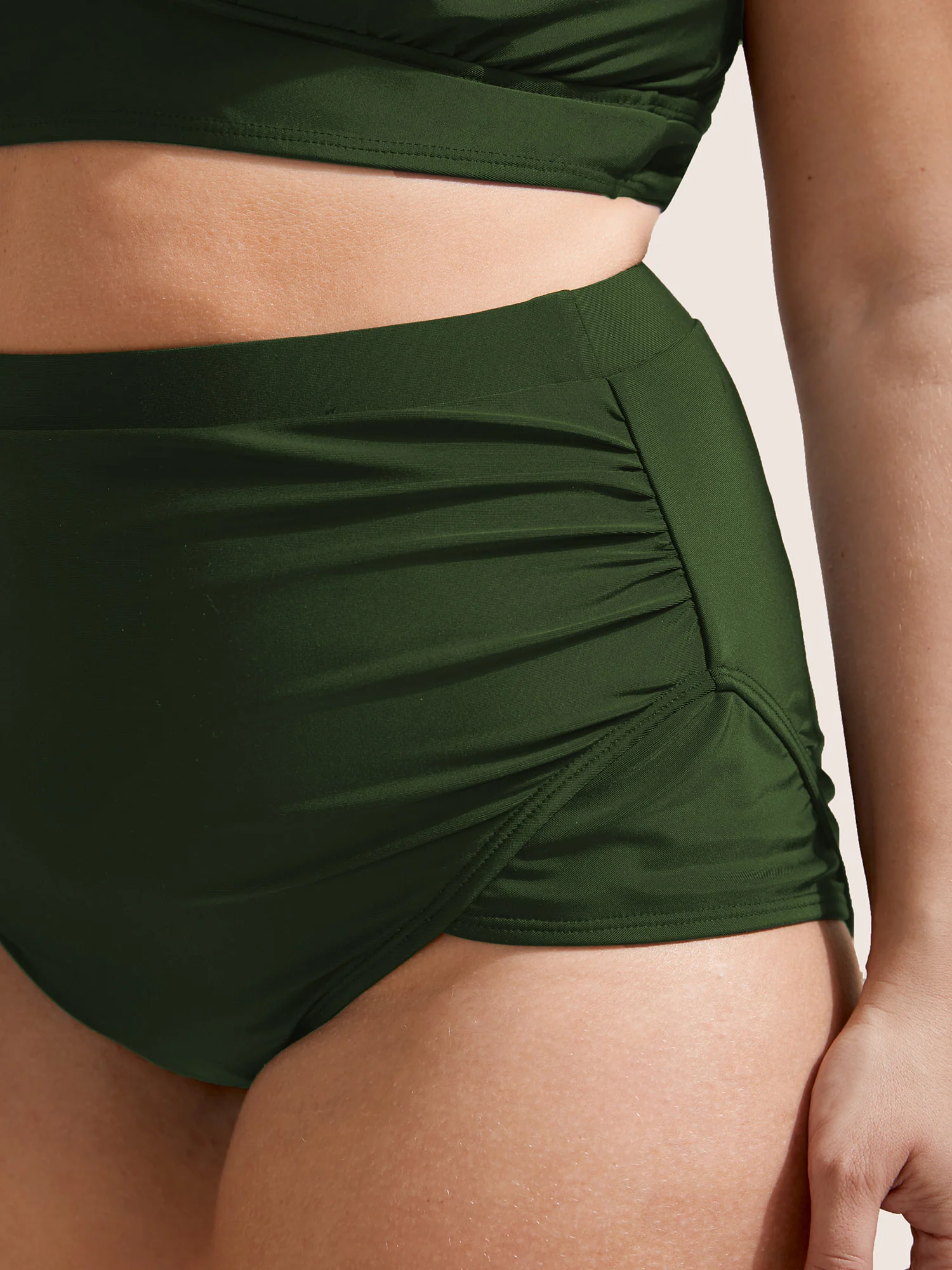 Plain Patchwork Ruched Swim Bottom - Image 5