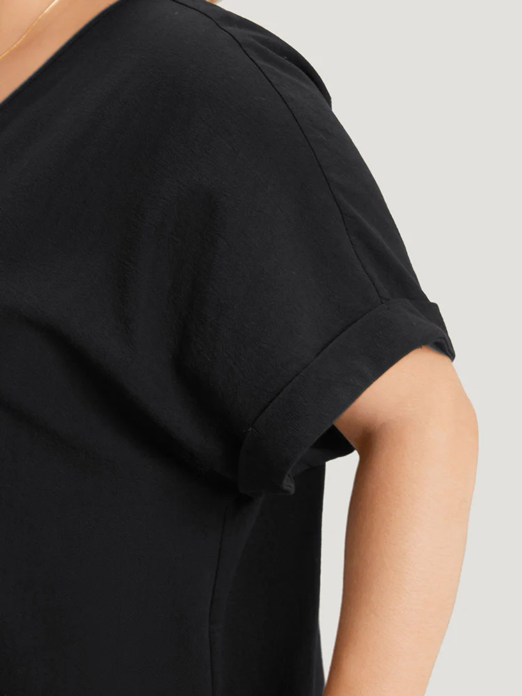 Plain V Neck Button Through Dolman Sleeve Dress - Image 7