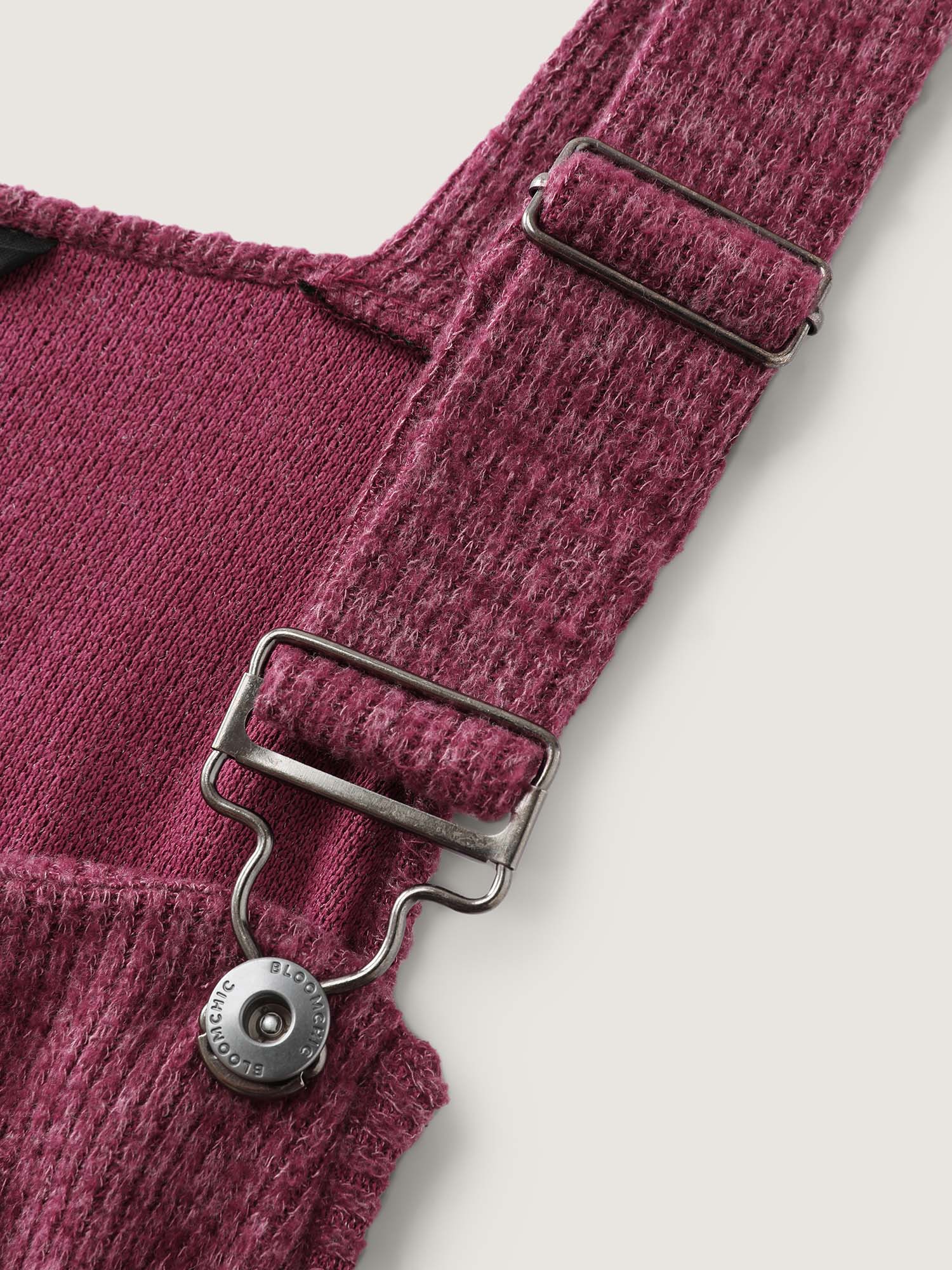 Plush Ribbed Stretchy Waistband Midi Overall Dress - Image 6