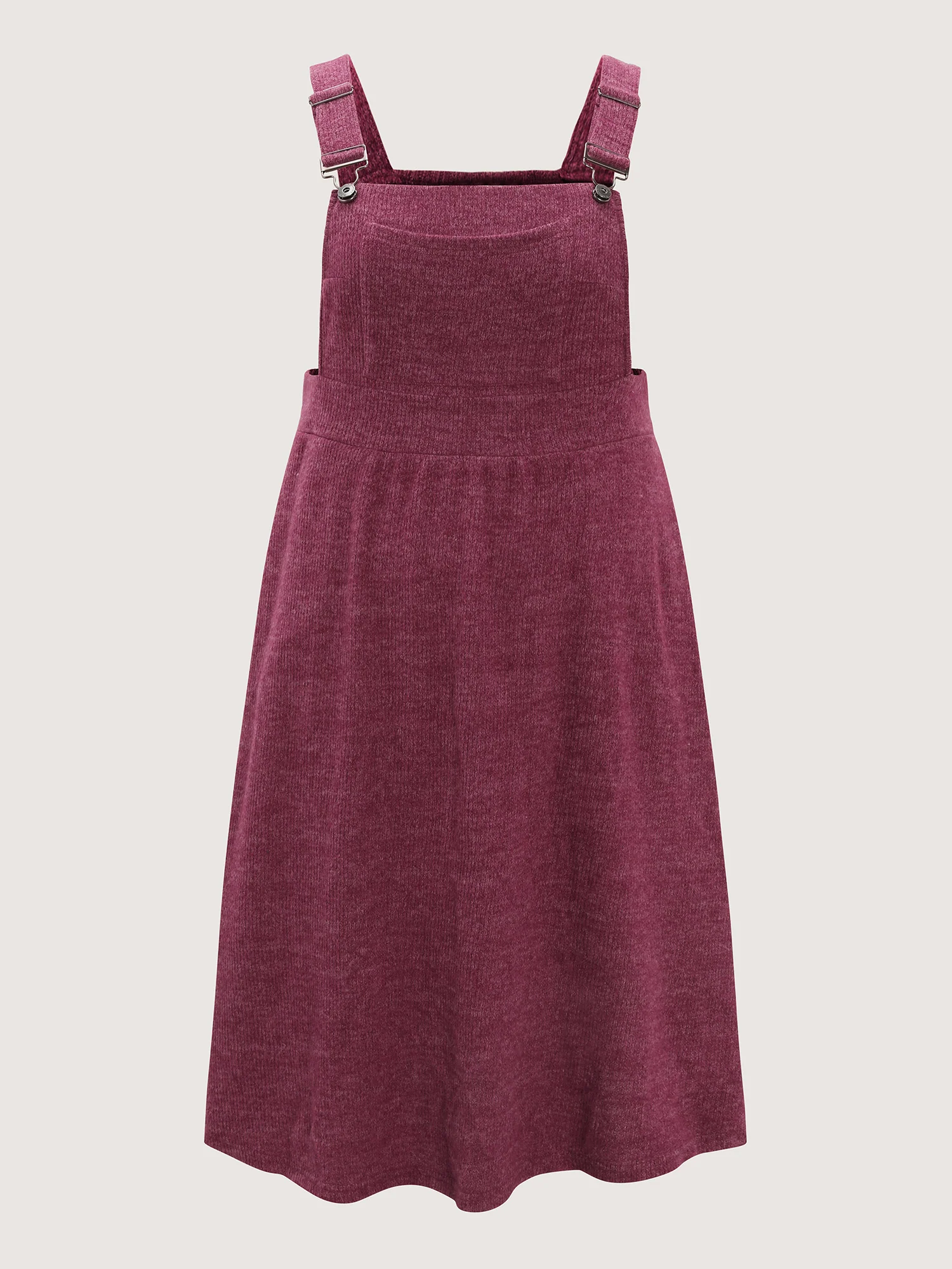 Plush Ribbed Stretchy Waistband Midi Overall Dress - Image 7