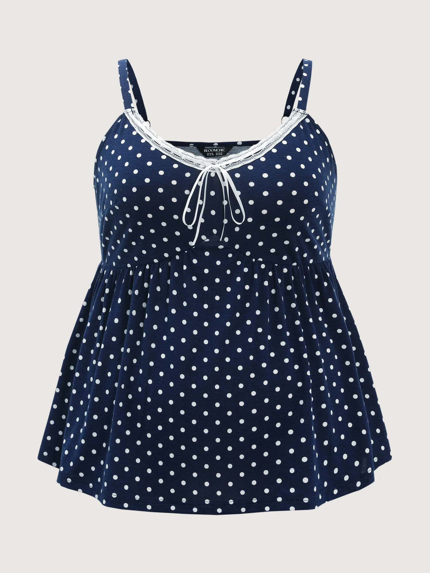 Polka Dot Lace Trim Bowknot Tank Top - Image 7