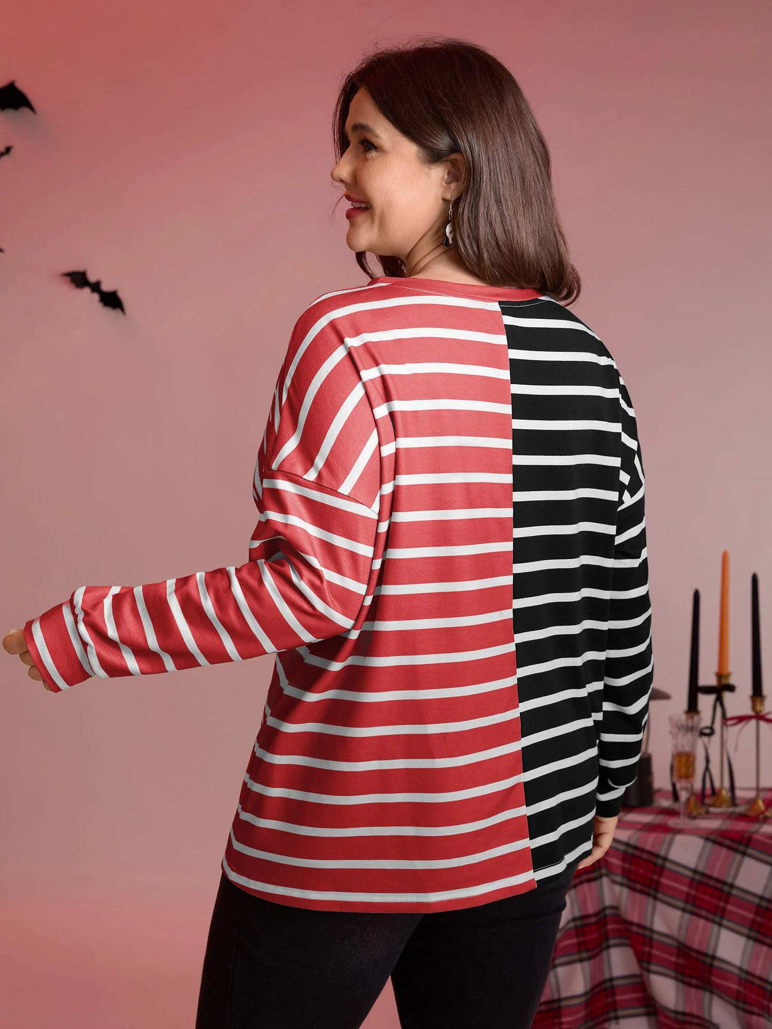 Pumpkin Contrast Stripes Full Sleeve Sweatshirt - Image 8