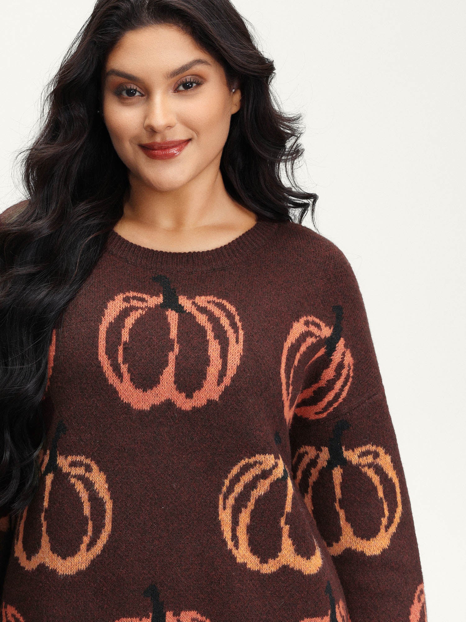Pumpkin Patch Print Drop Shoulder Pullover - Image 17