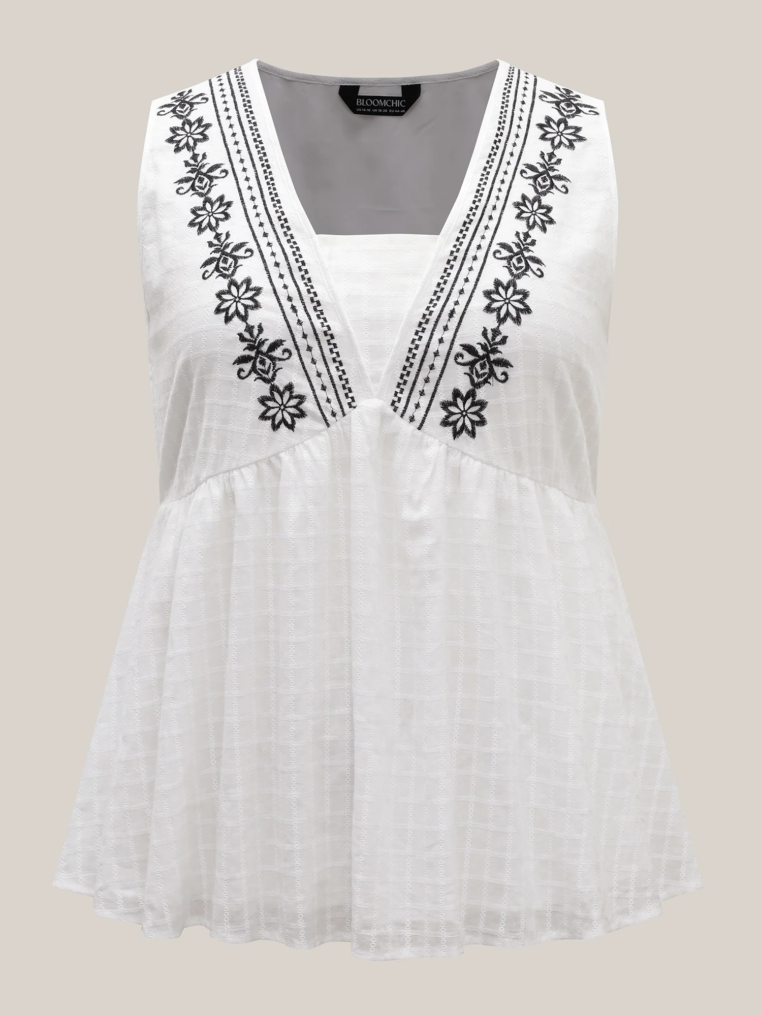 Pure Cotton Jacquard Embroidered Tank Top - Image 8