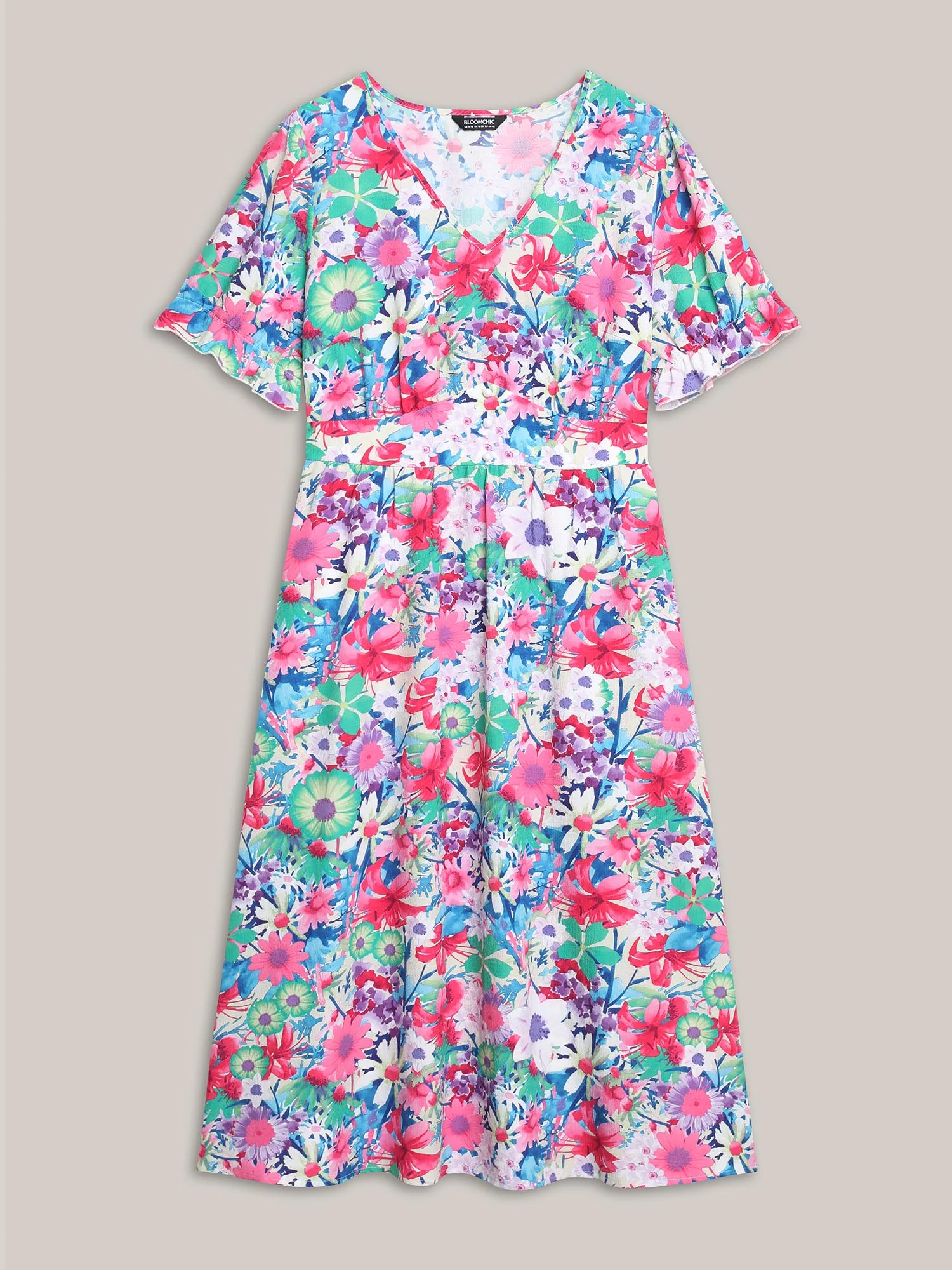 Resort Ready Print Shirred Waist Midi Dress - Image 7