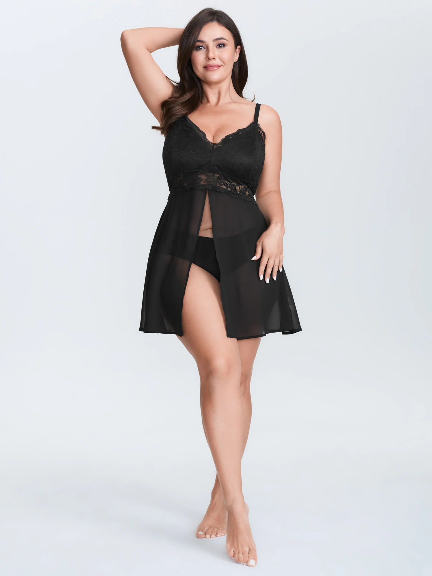 Romantic Sheer Lace Lounge Top - Image 3