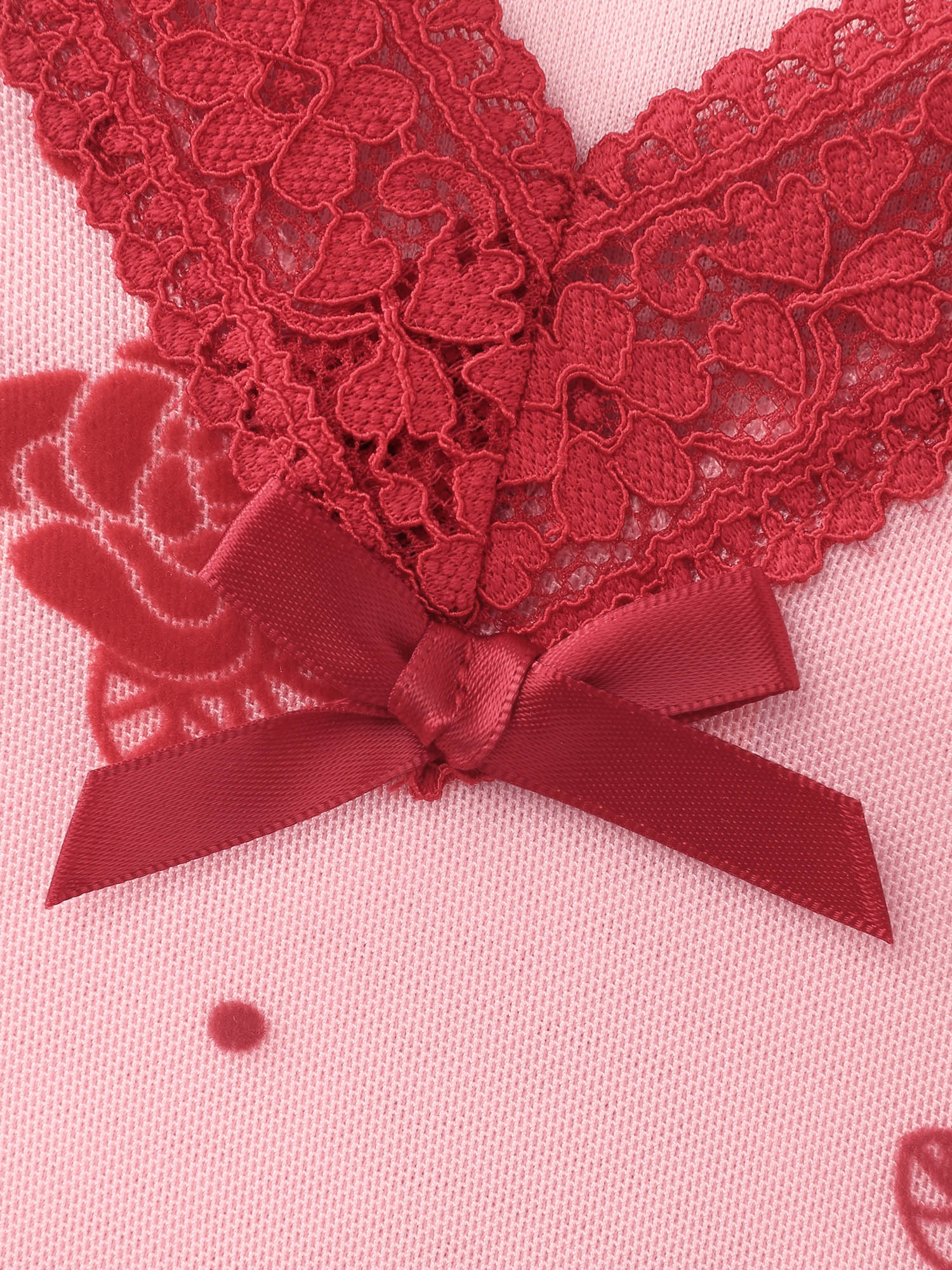 Rose Pattern Color Contrast Flocked Sleep Dress - Image 5