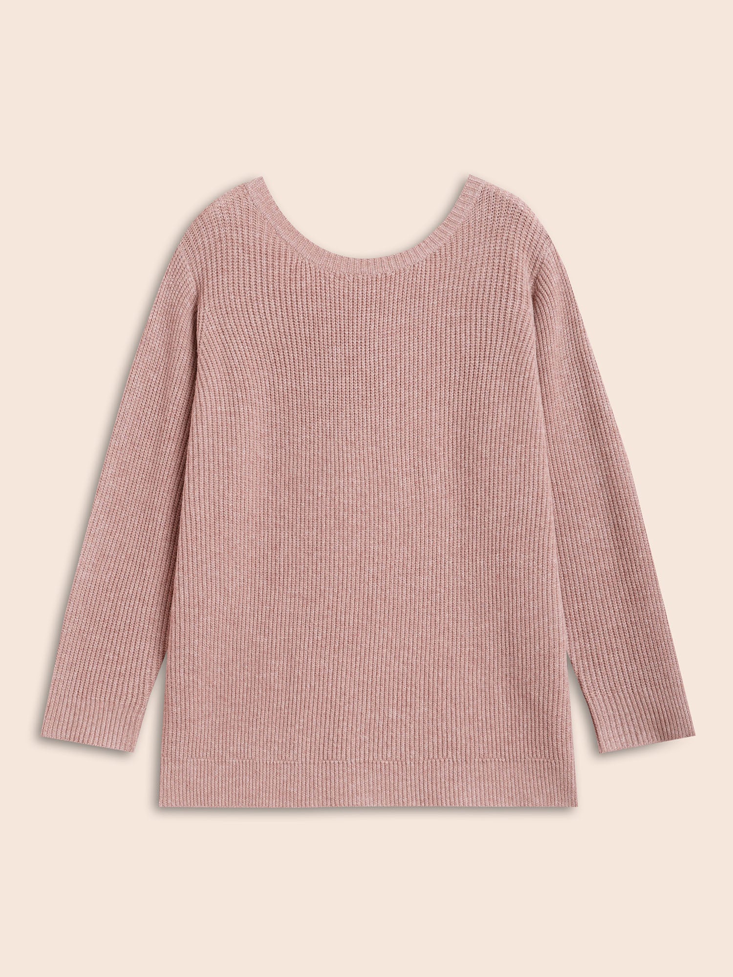 Round Neck Texture Back Bowknot Pullover - Image 10