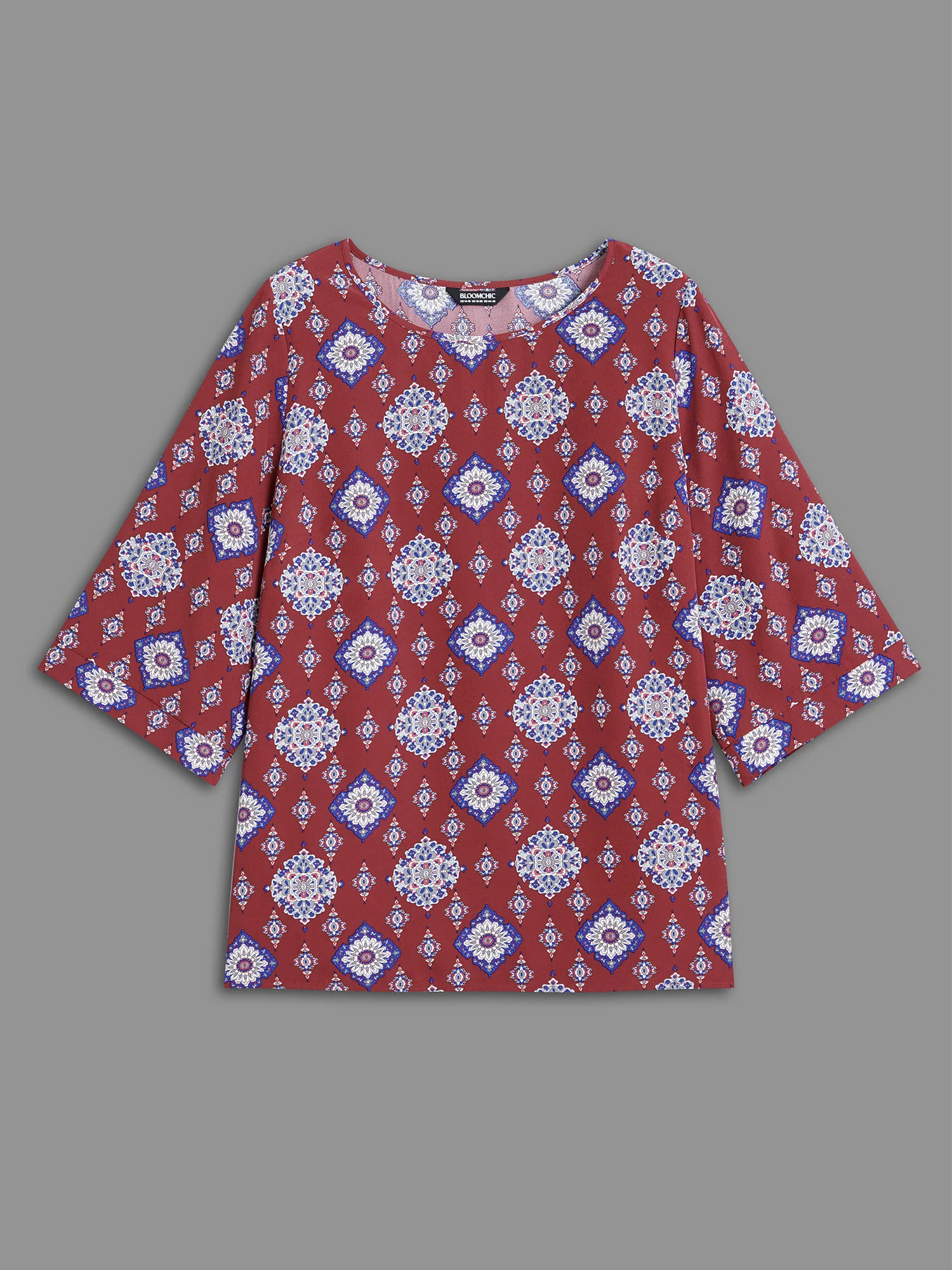 Round Neck Bandana Print Blouse - Image 7