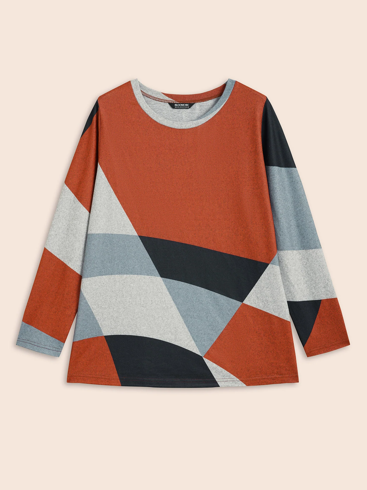 Round Neck Colorblock Contrast T-shirt - Image 24