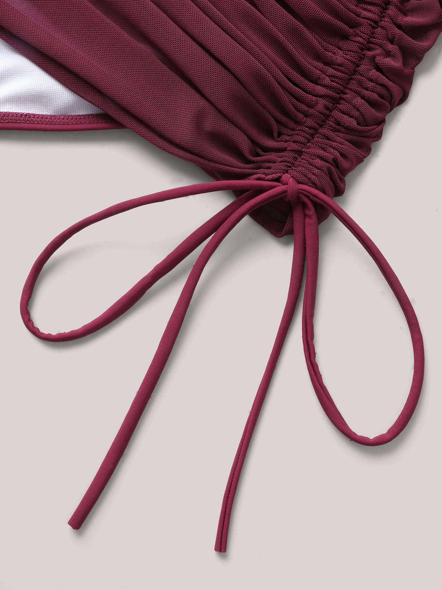 Ruched Mesh Adjustable Drawstring Swim Dress - Image 7