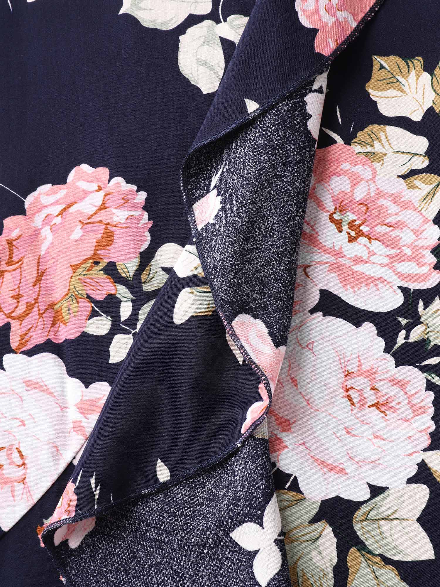 Ruffled Neck Off-Shoulder Floral Midi Dress - Image 5