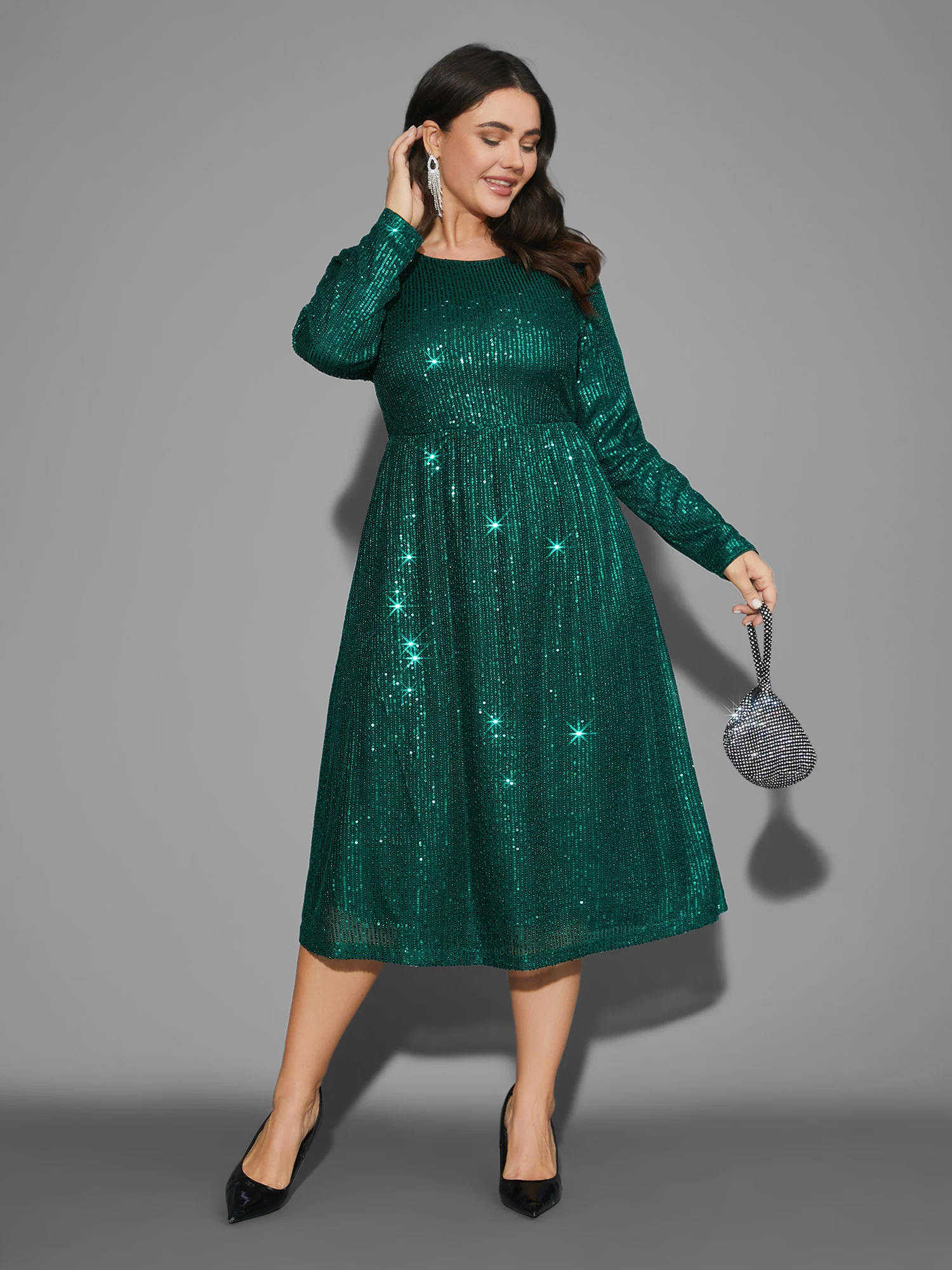 Sequin Patchwork Velvet Tie Knot Dress - Image 4