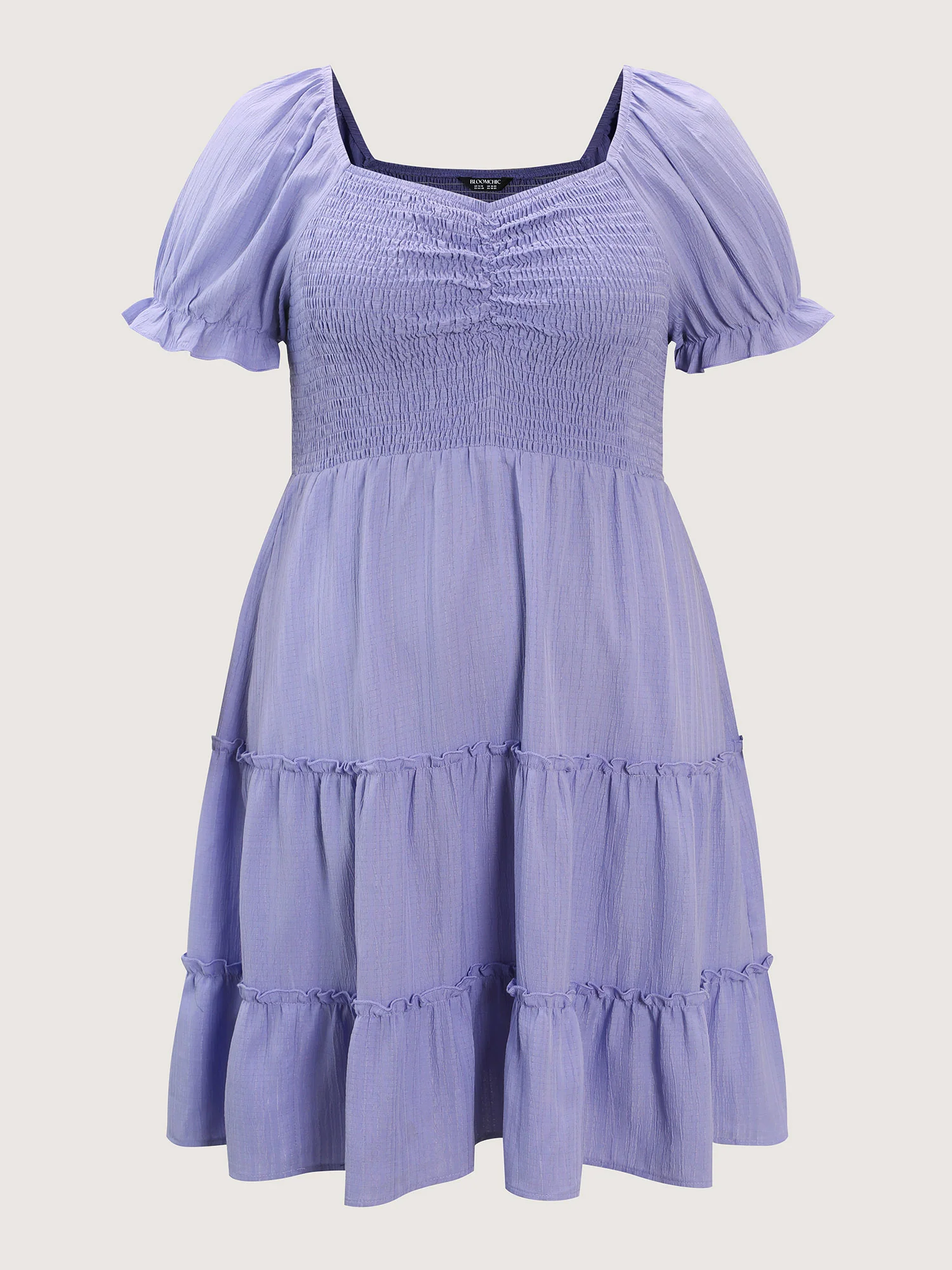 Shirred Tiered Gathered Sleeve Midi Dress - Image 7
