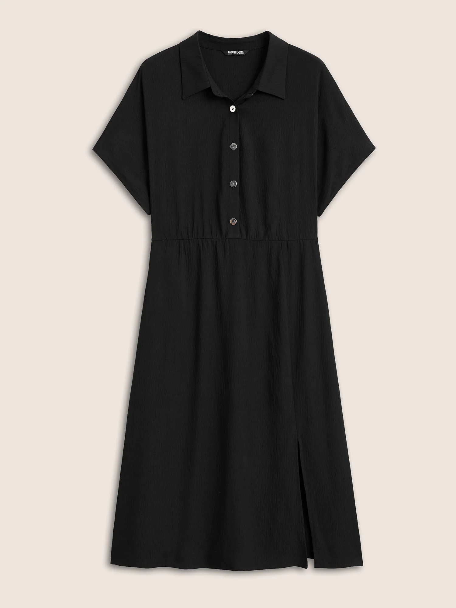 Shirt Collar Button Detail Split Front Dress - Image 7