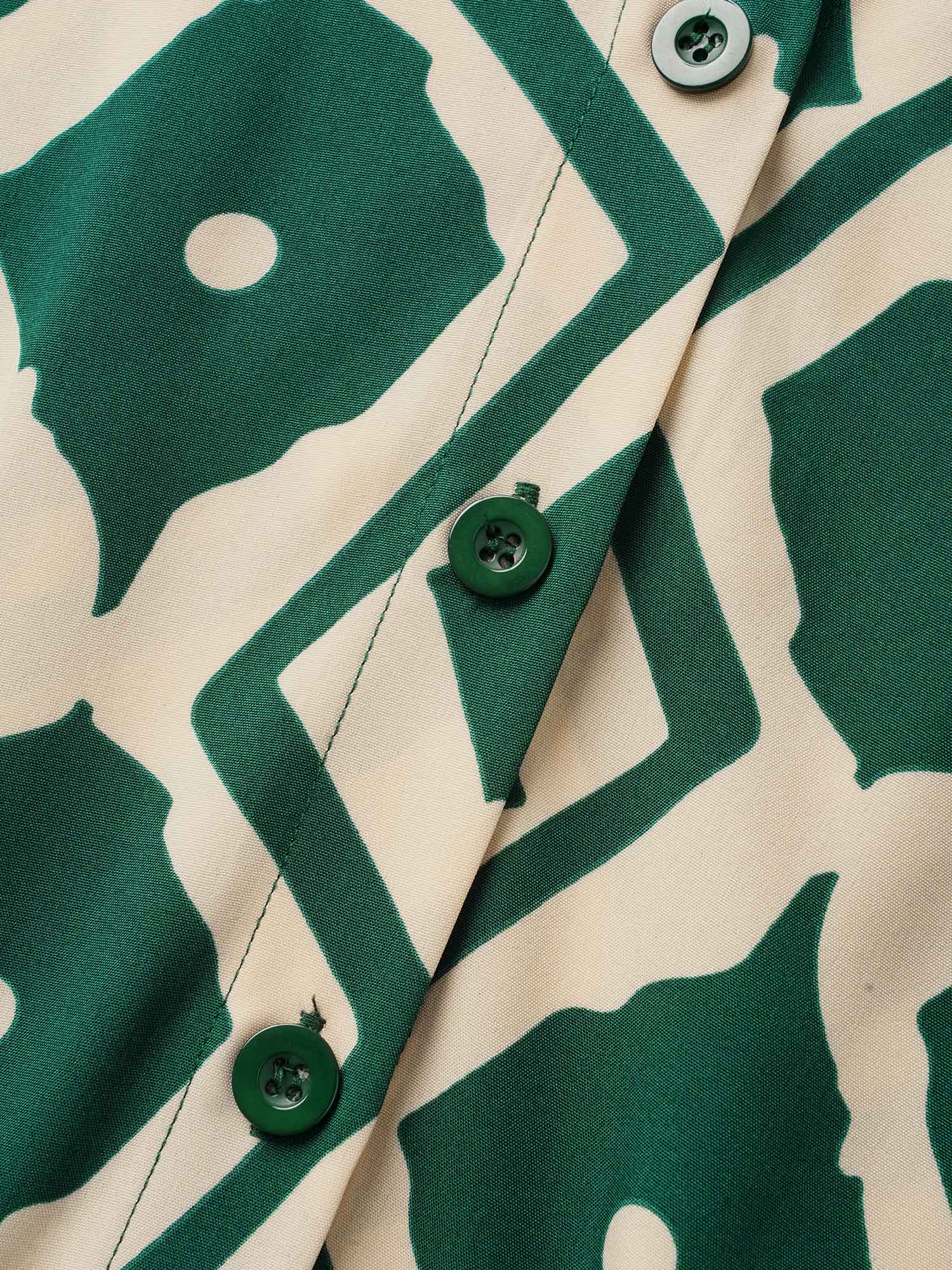 Shirt Collar Geometric Ruffle Cap Sleeve Dress - Image 9