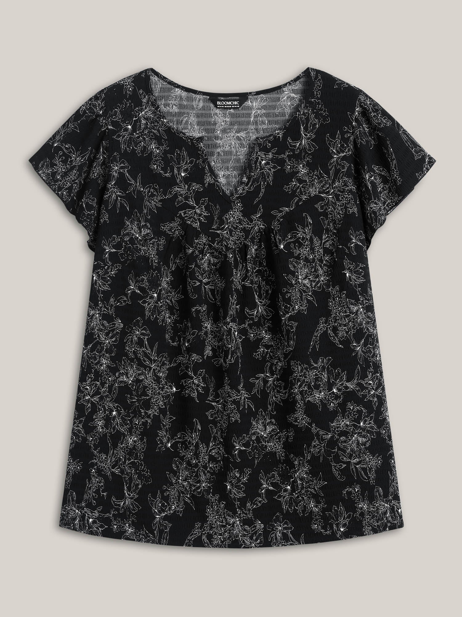 Silhouette Floral Print Flutter Sleeve Blouse - Image 7