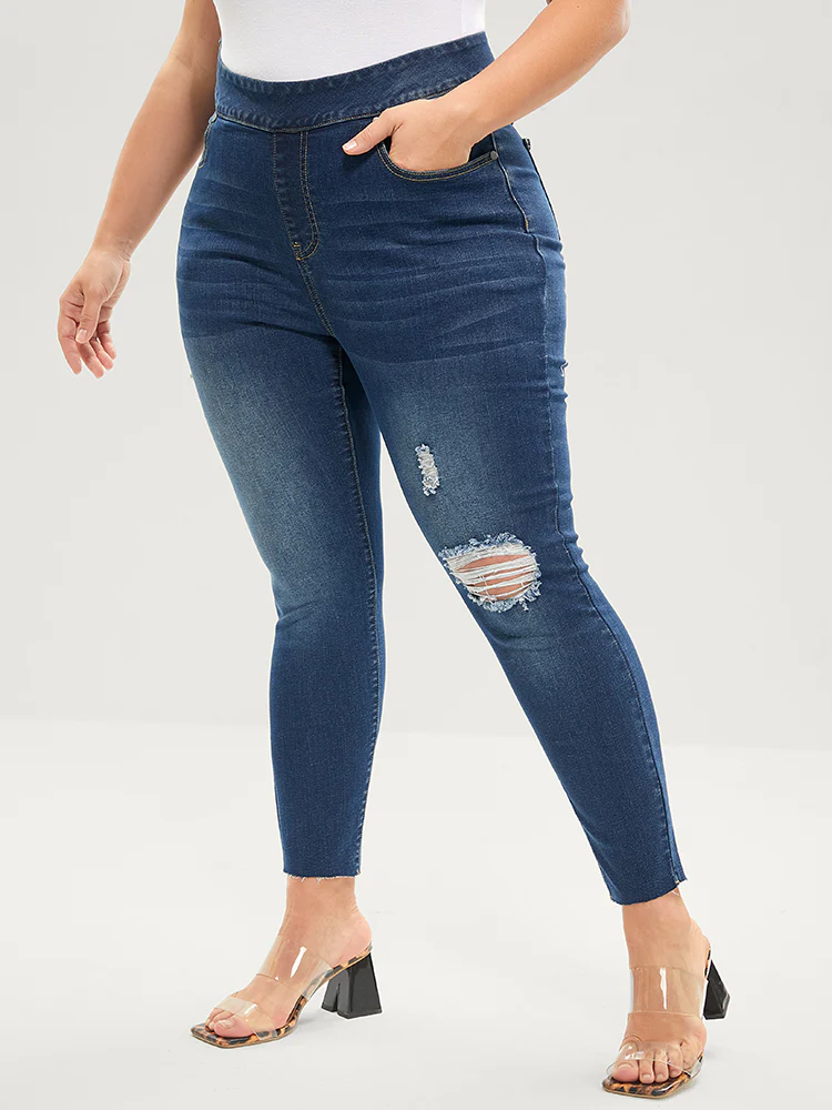 Skinny Very Stretchy High Rise Medium Wash Sculpt Waist Jeans - Image 4