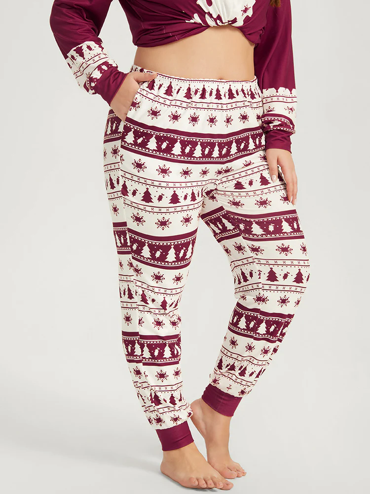 Snowflake & Tree Print Pocket Sleep Pants - Image 3