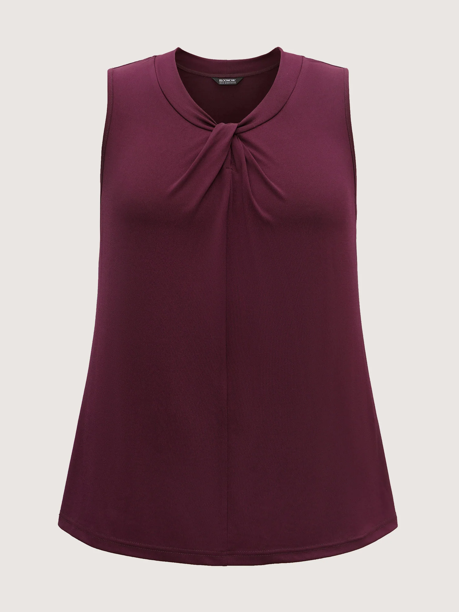 Solid Asymmetrical Neck Twist Front Tank Top - Image 7