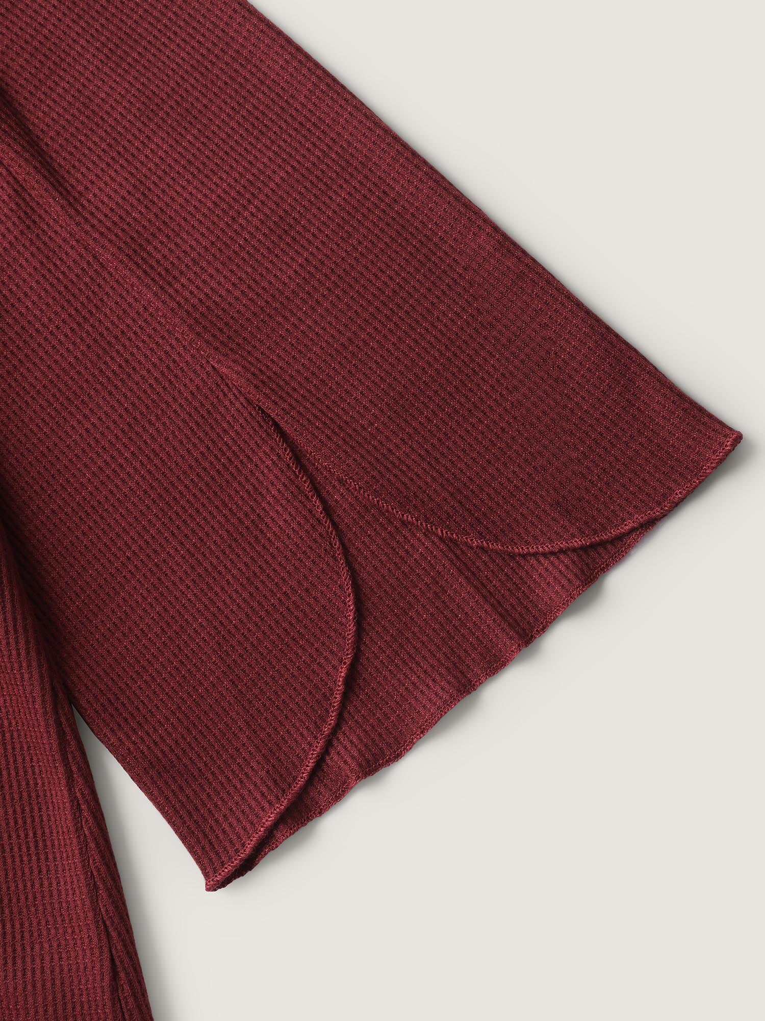 Split Bell Sleeve Waffle T-Shirt - Image 5