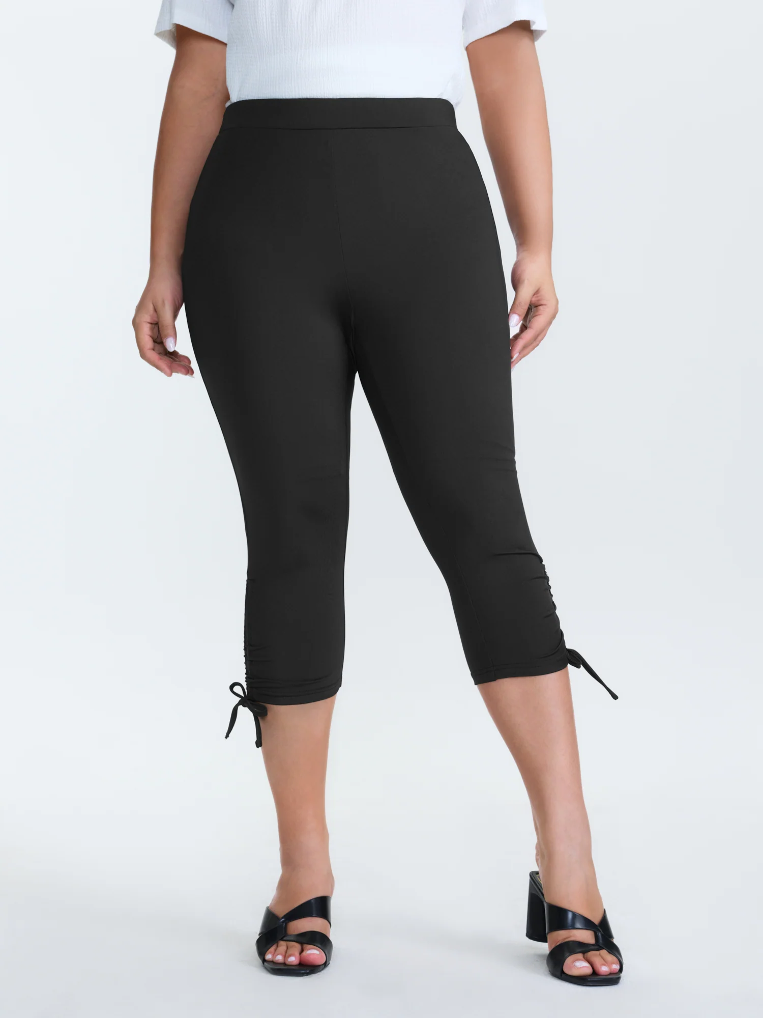 Stretchy Hem Ties Cropped Jogger Leggings