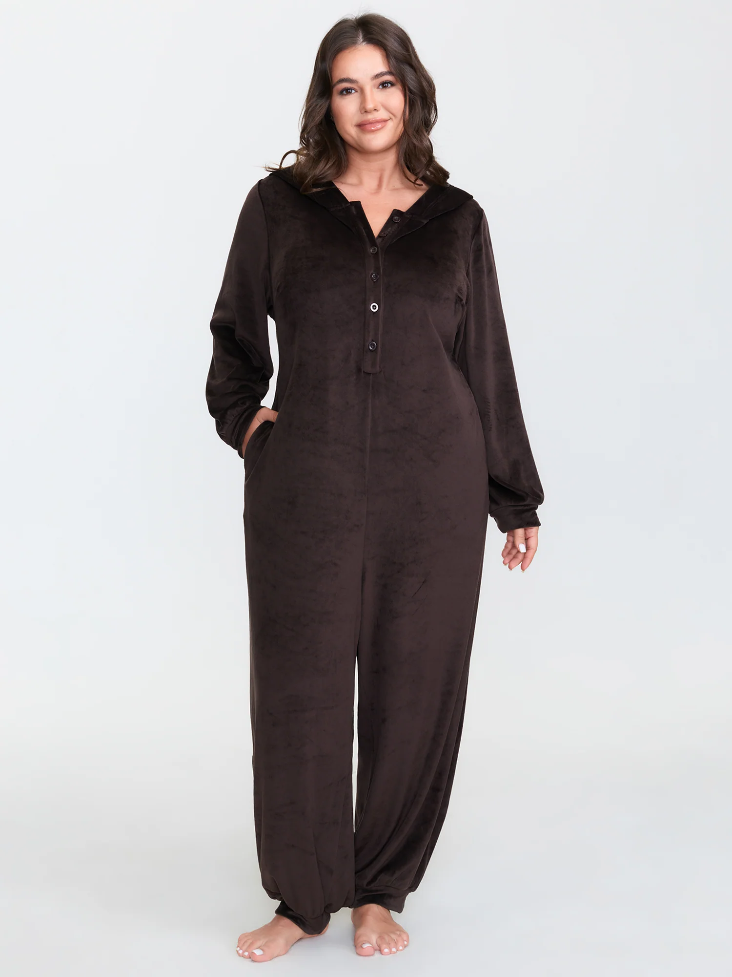 Stretchy Hooded Relaxed-Fit Pocket Sleep Jumpsuit - Image 3