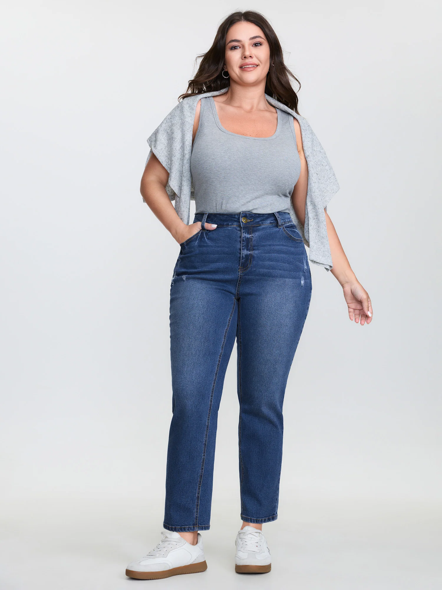 Stretchy Mid-Rise Straight-Leg Jeans - Image 4