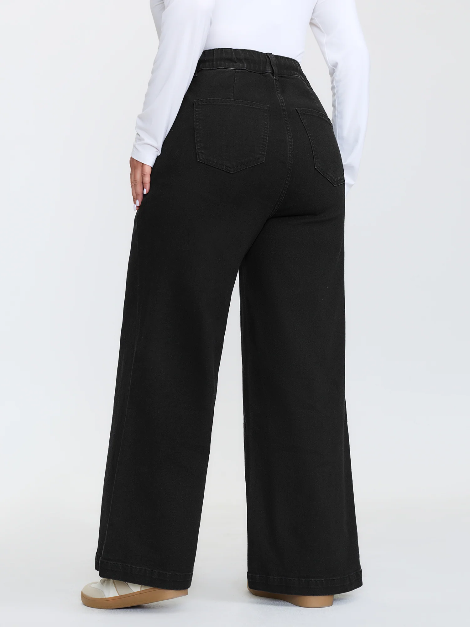 Stretchy Pull-On Drawstring Waist Wide-Leg Jeans - Image 5