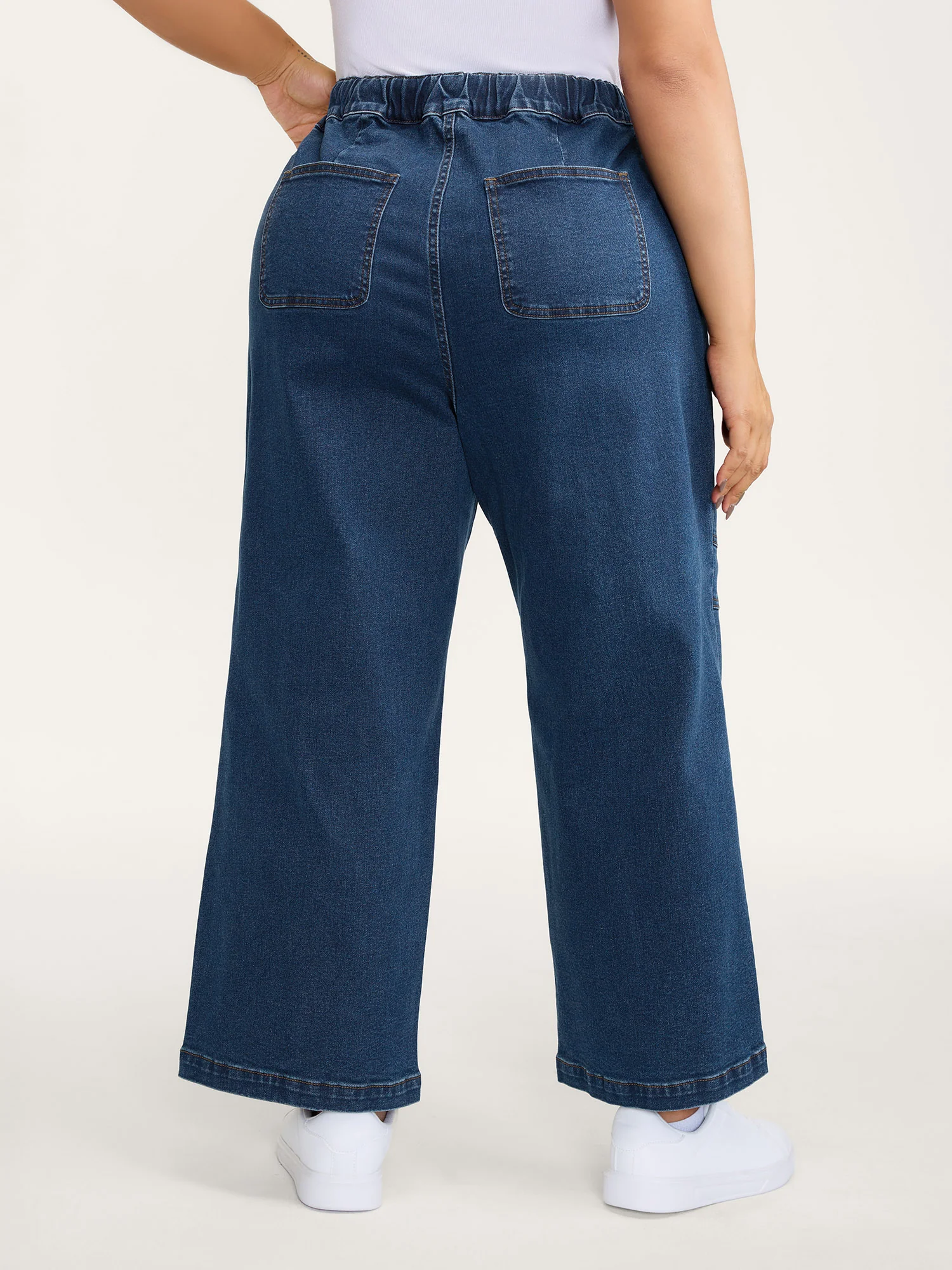 Stretchy Waist Drawstring Straight-Leg Jeans - Image 6