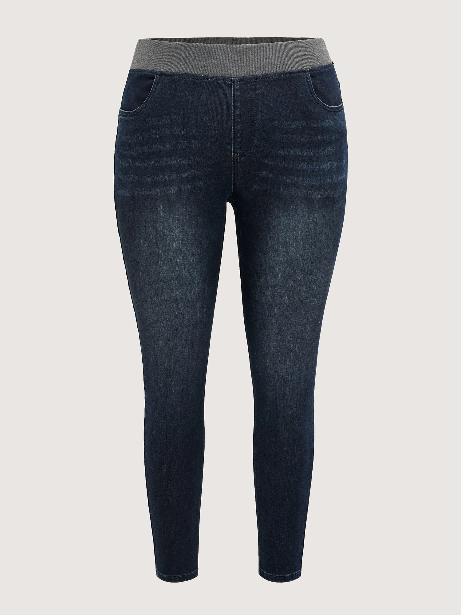 Stretchy Whiskered Waist Skinny Knit Jeans - Image 8