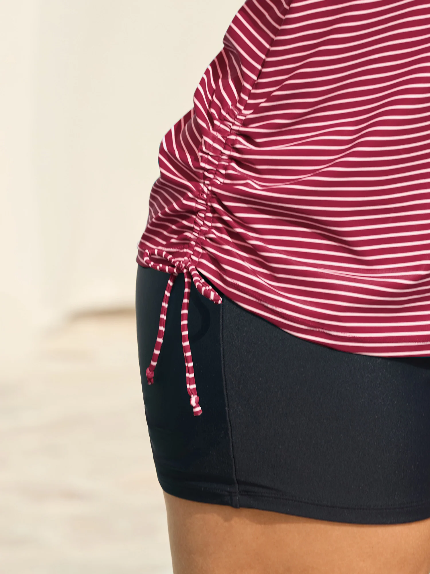 Striped Non-Removable Cups Swim Top - Image 41