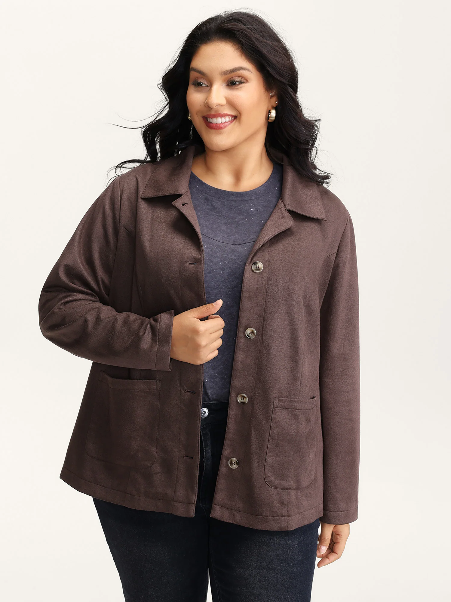 Suede Lined Button-Down Jacket