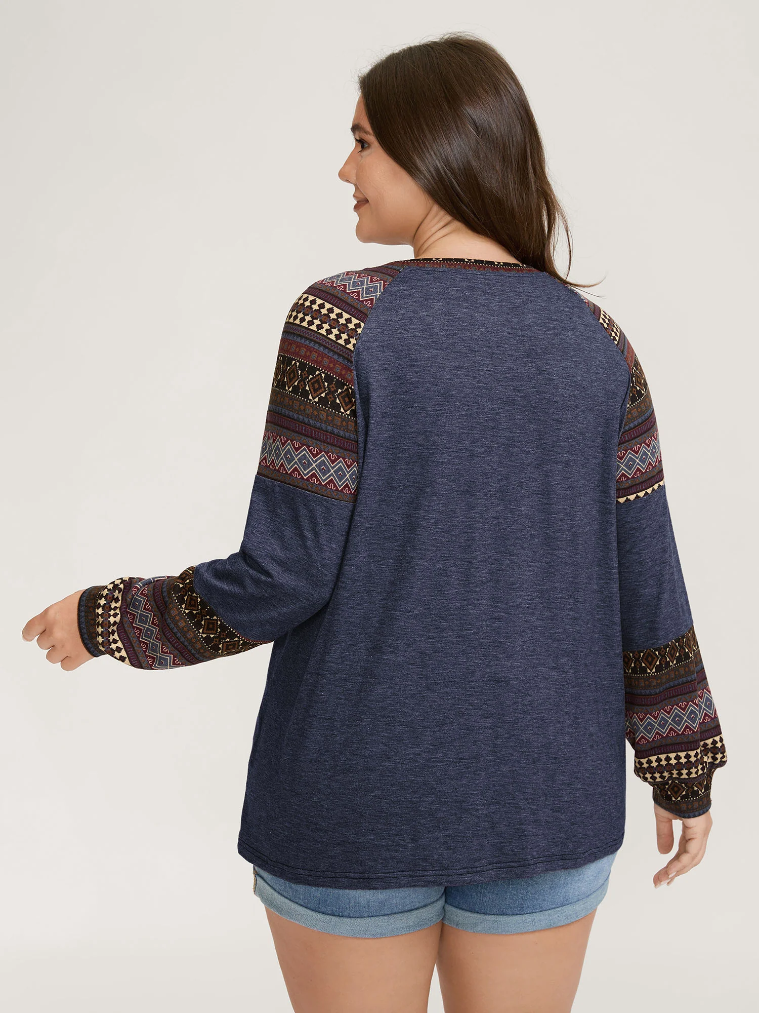 Supersoft Boho Stripes Spliced T-Shirt - Image 15