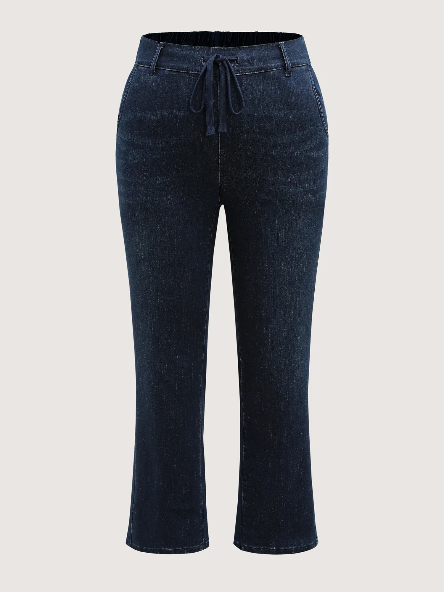 Supersoft Elastic Waistband Drawstring Straight Leg Jeans - Image 8
