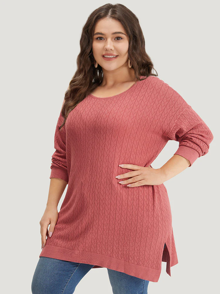Supersoft Essentials Geometric Split Side Loose Pullover