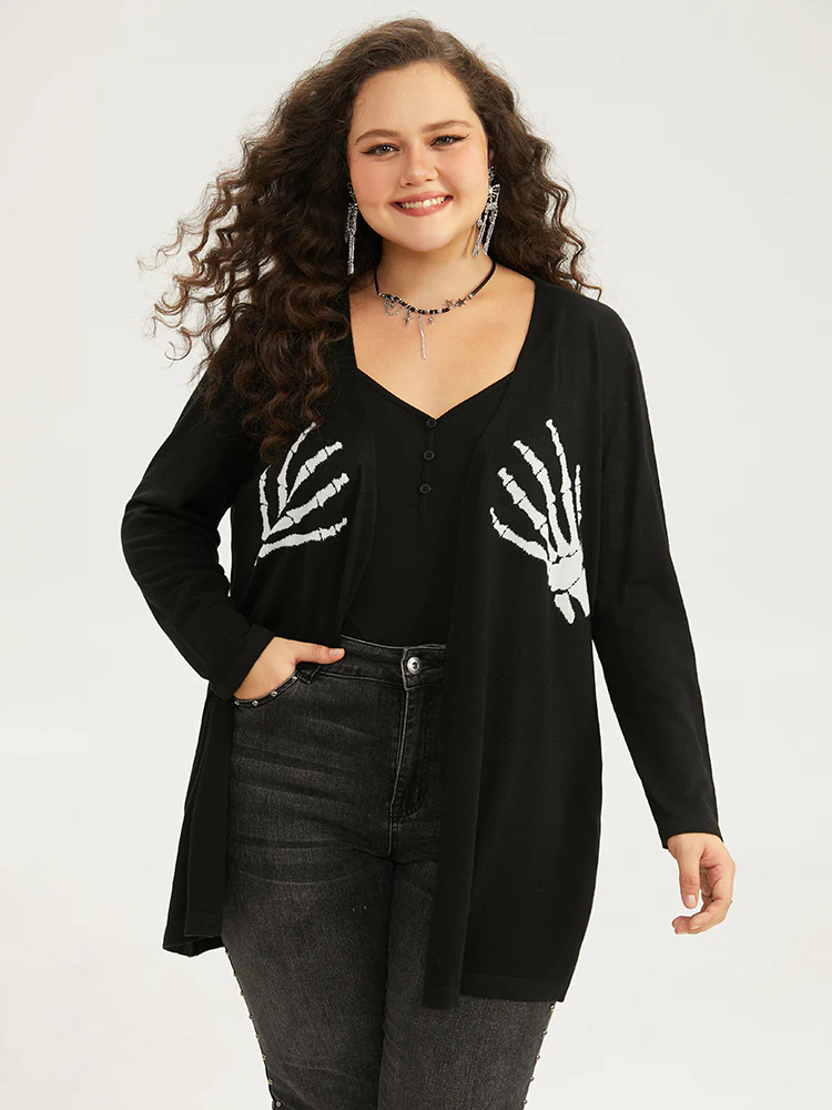 Supersoft Essentials Halloween Skull Print Open Front Cardigan